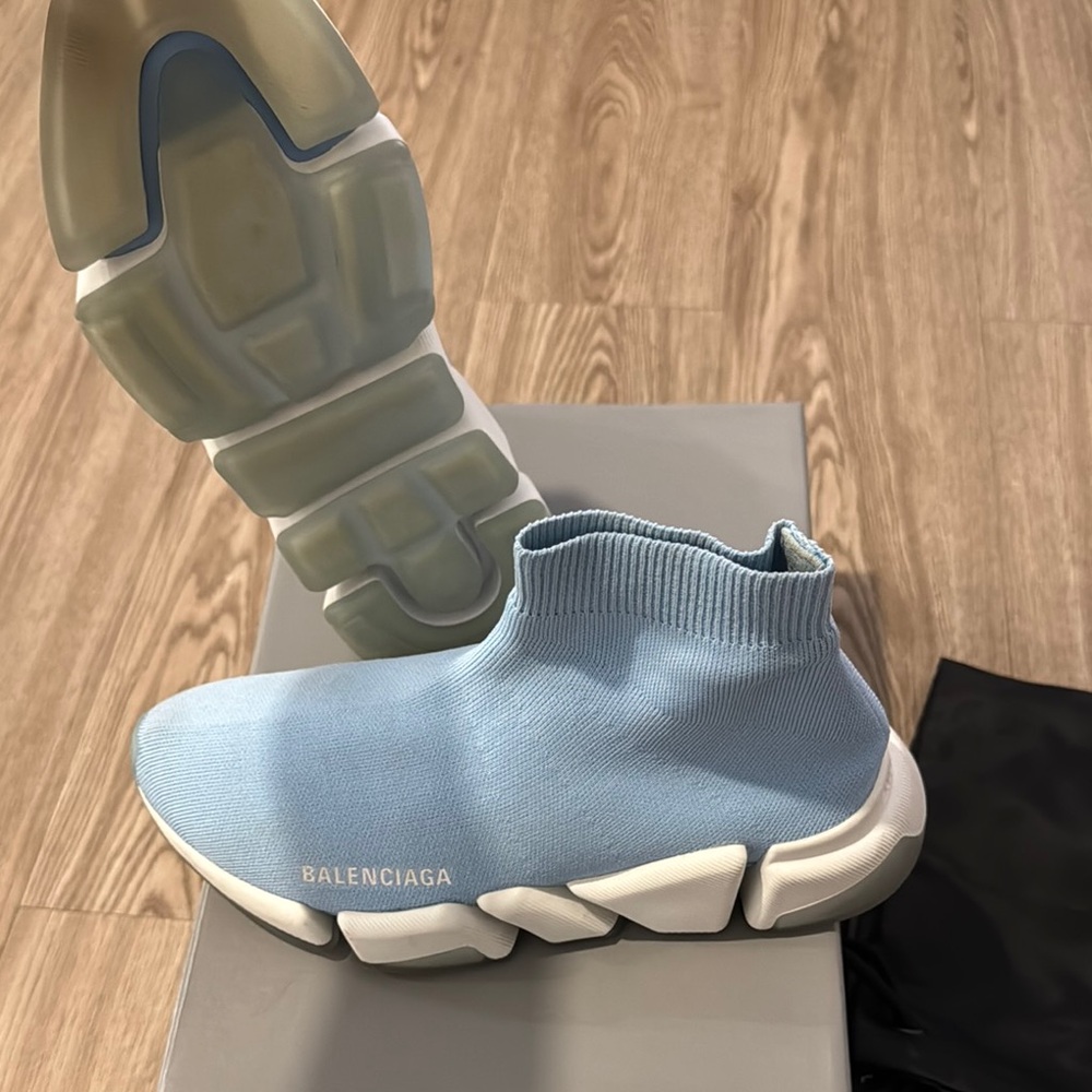 Balenciaga Light Blue Speed Trainers - Picture 5 of 5